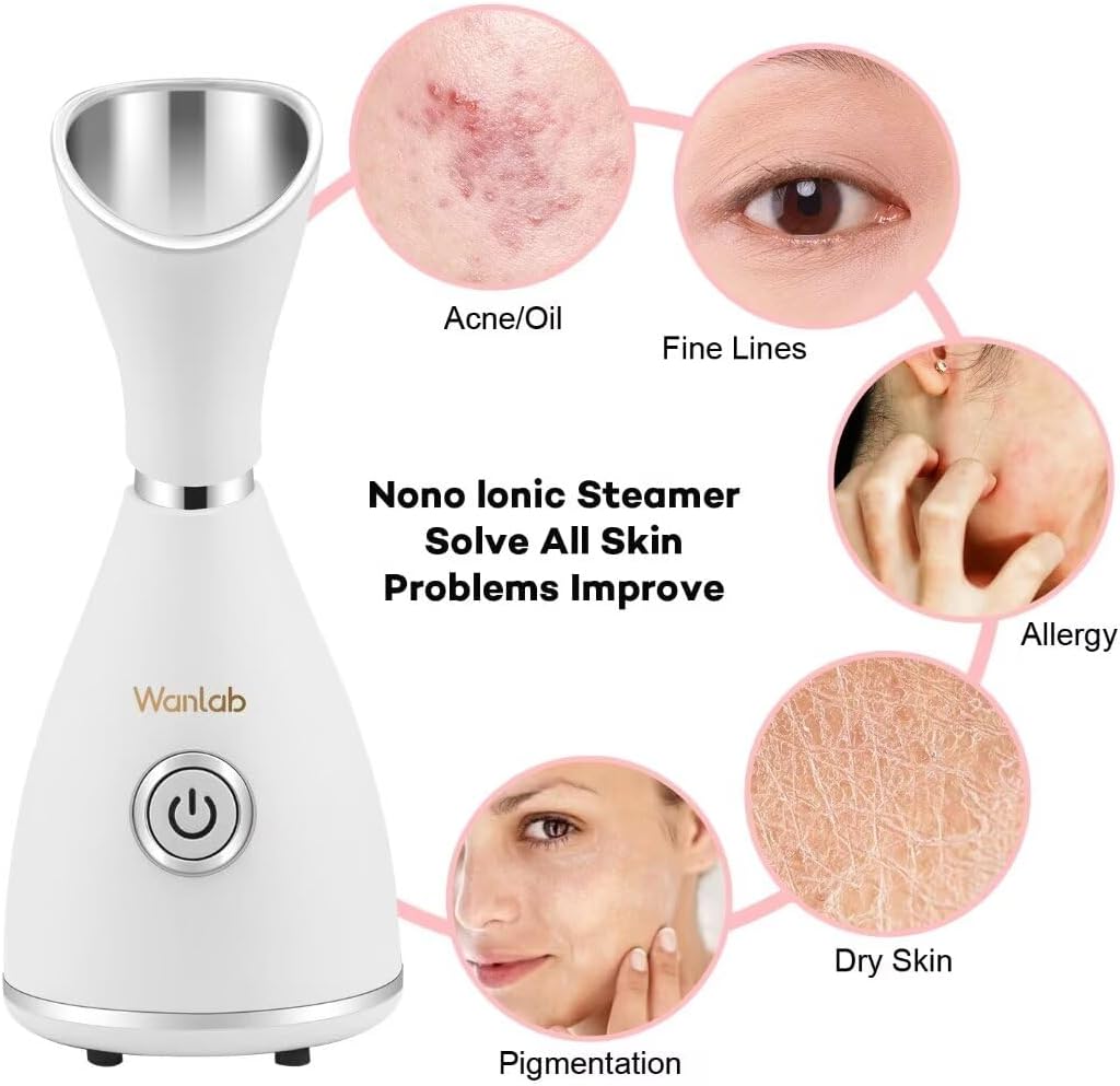 Portable Facial Steamer Nano Face Steamer Warm Mist Home Skin Spa Steamers for Sinuses Acne Pores Cleanse Blackhead Remover Kit Mask Brush