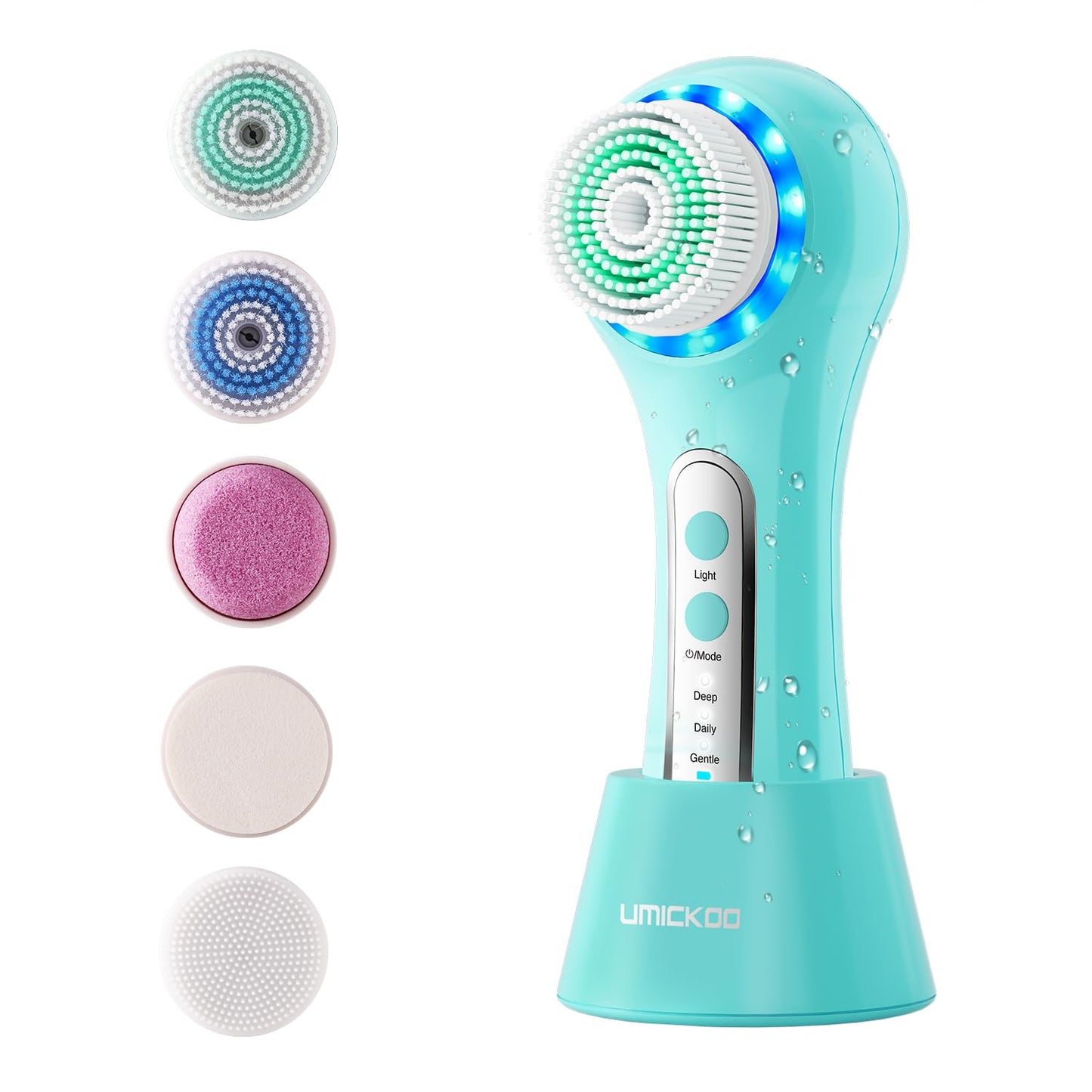 Face Scrubber Exfoliator,Facial Cleansing Brush Rechargeable IPX7 Waterproof with 5 Brush Heads,Electric Face Spin Brush for Exfoliating, Massaging and Deep Cleansing (Black+Gold)