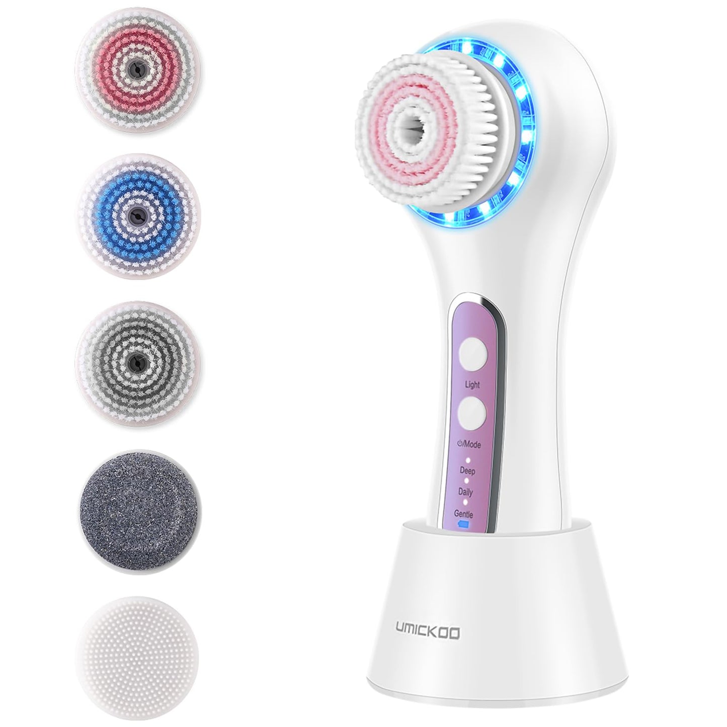 Face Scrubber Exfoliator,Facial Cleansing Brush Rechargeable IPX7 Waterproof with 5 Brush Heads,Electric Face Spin Brush for Exfoliating, Massaging and Deep Cleansing (Black+Gold)