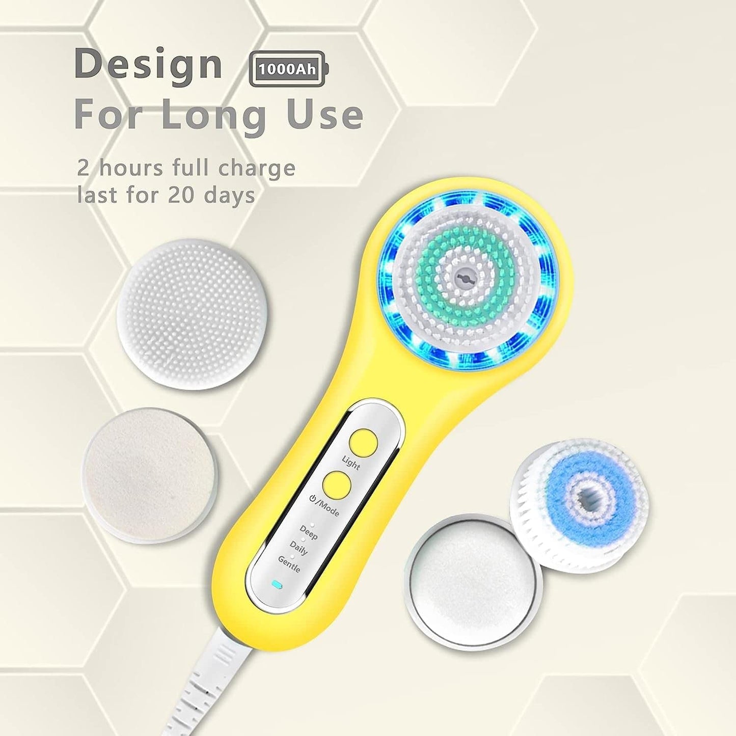Face Scrubber Exfoliator,Facial Cleansing Brush Rechargeable IPX7 Waterproof with 5 Brush Heads,Electric Face Spin Brush for Exfoliating, Massaging and Deep Cleansing (Black+Gold)