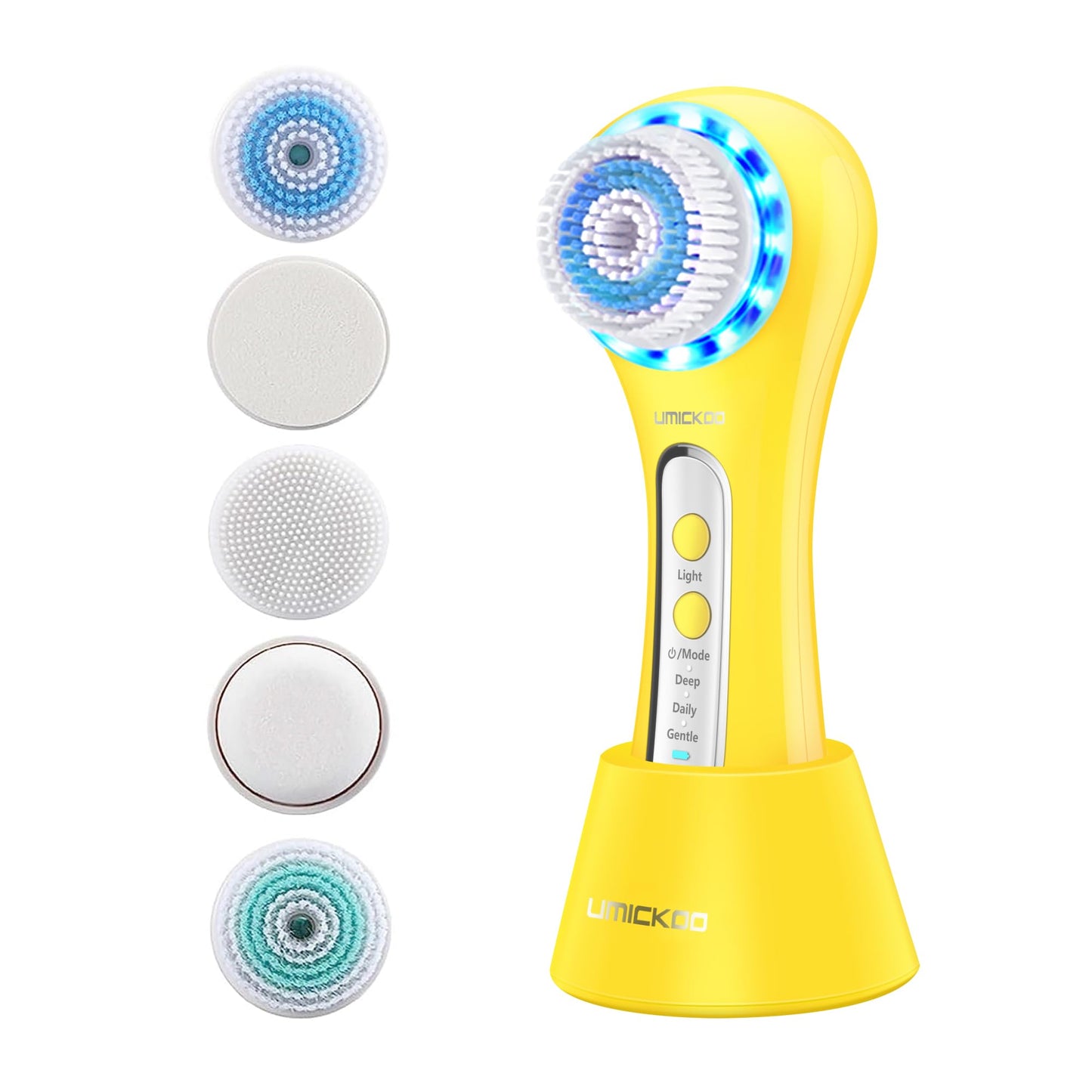 Face Scrubber Exfoliator,Facial Cleansing Brush Rechargeable IPX7 Waterproof with 5 Brush Heads,Electric Face Spin Brush for Exfoliating, Massaging and Deep Cleansing (Black+Gold)