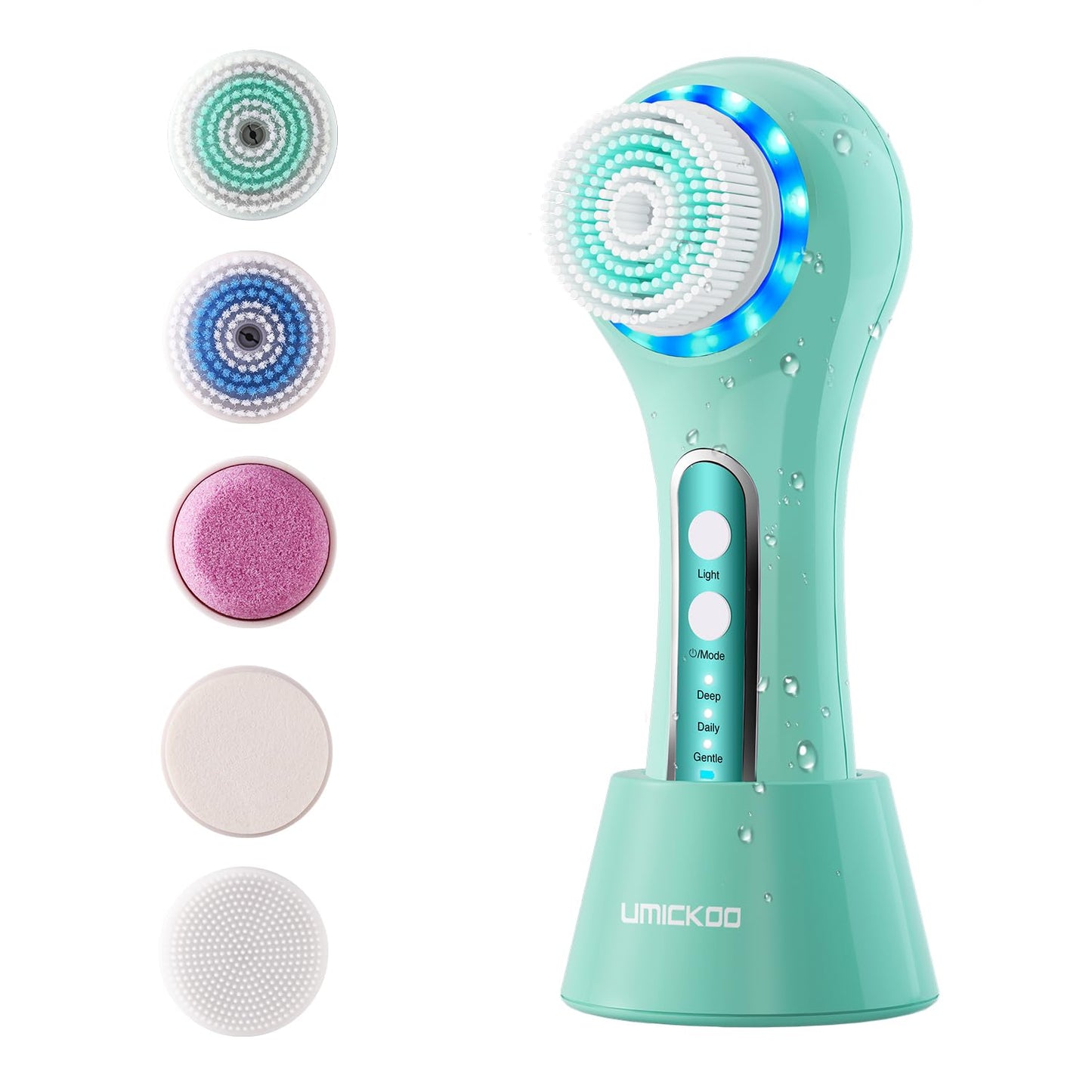 Face Scrubber Exfoliator,Facial Cleansing Brush Rechargeable IPX7 Waterproof with 5 Brush Heads,Electric Face Spin Brush for Exfoliating, Massaging and Deep Cleansing (Black+Gold)