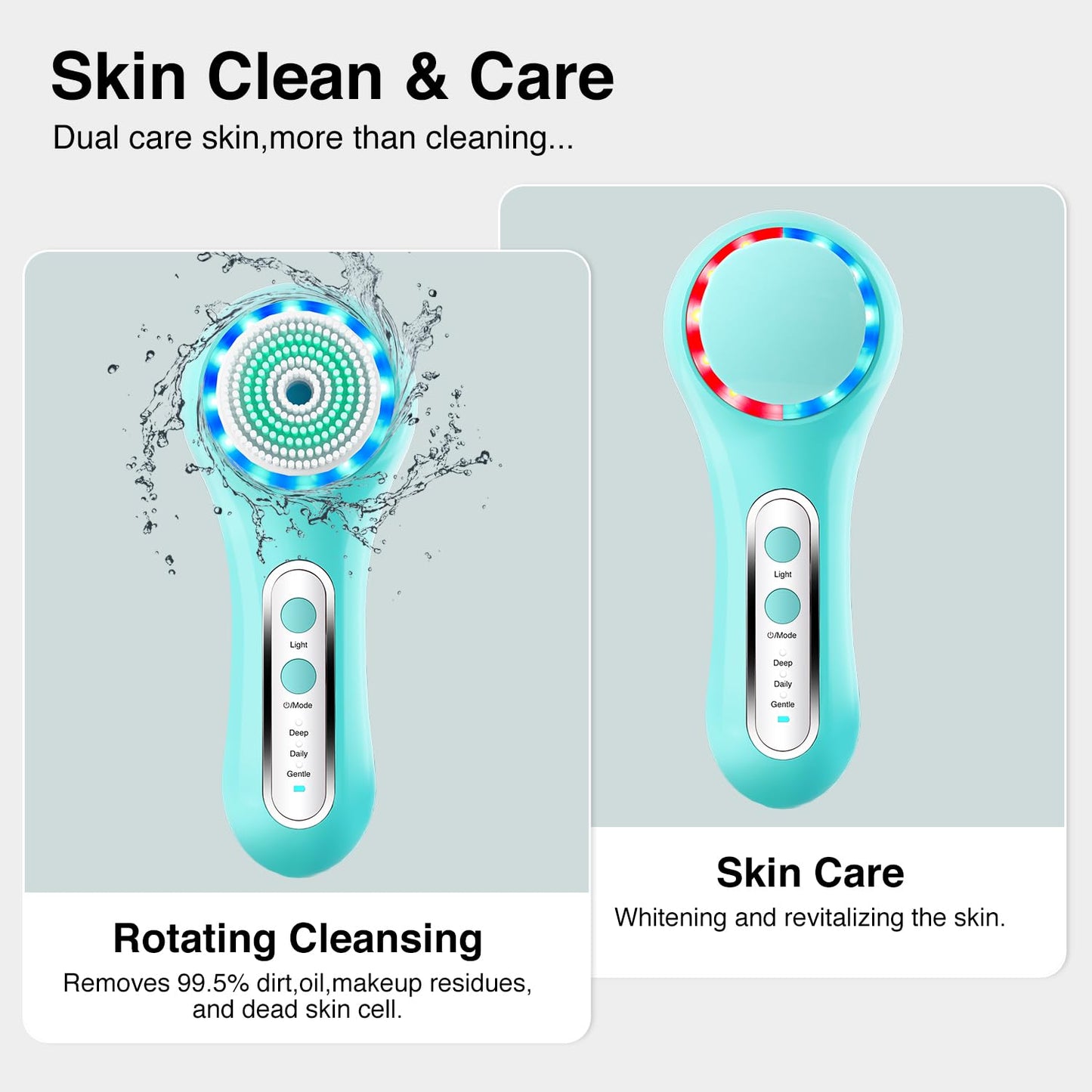 Face Scrubber Exfoliator,Facial Cleansing Brush Rechargeable IPX7 Waterproof with 5 Brush Heads,Electric Face Spin Brush for Exfoliating, Massaging and Deep Cleansing (Black+Gold)