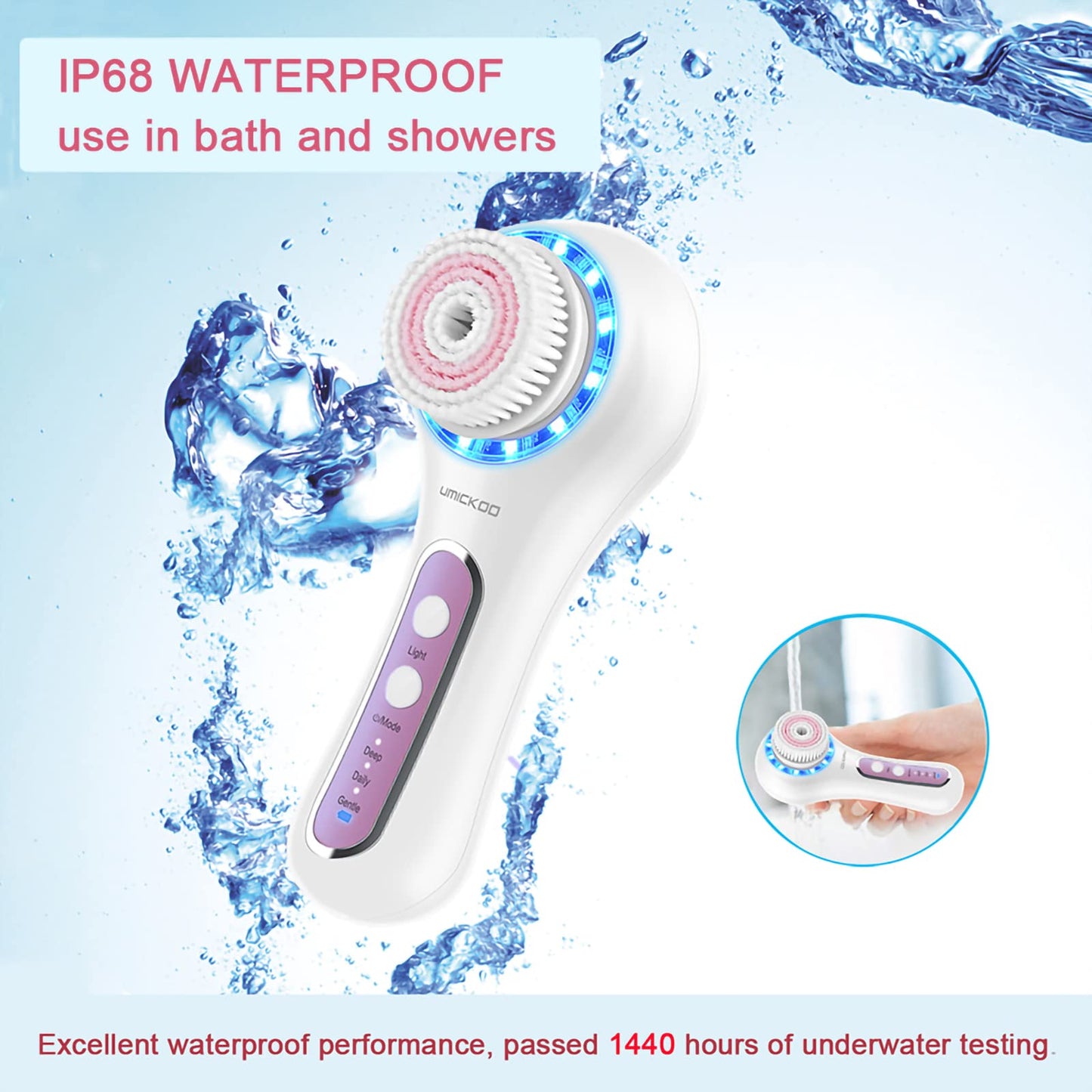 Face Scrubber Exfoliator,Facial Cleansing Brush Rechargeable IPX7 Waterproof with 5 Brush Heads,Electric Face Spin Brush for Exfoliating, Massaging and Deep Cleansing (Black+Gold)