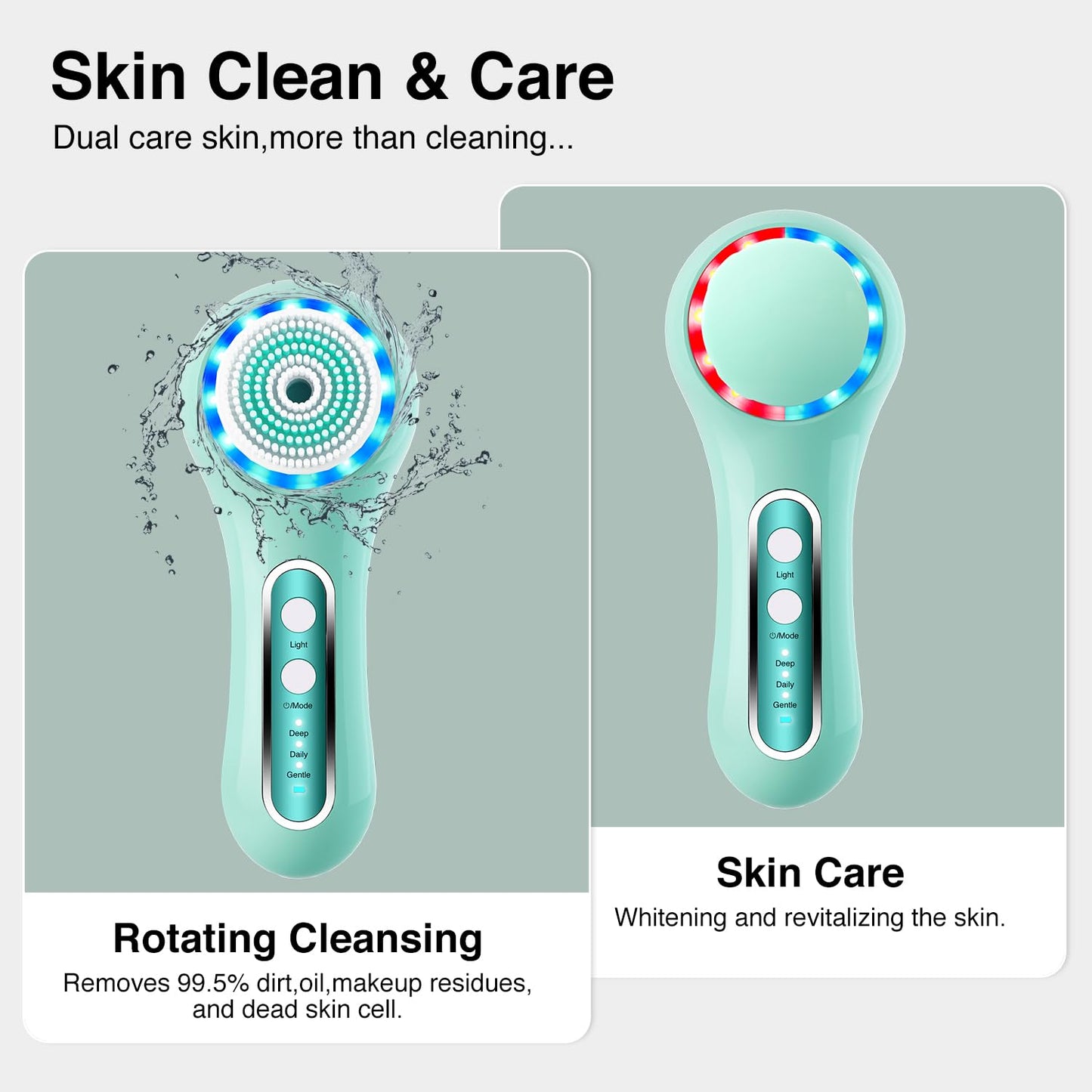 Face Scrubber Exfoliator,Facial Cleansing Brush Rechargeable IPX7 Waterproof with 5 Brush Heads,Electric Face Spin Brush for Exfoliating, Massaging and Deep Cleansing (Black+Gold)