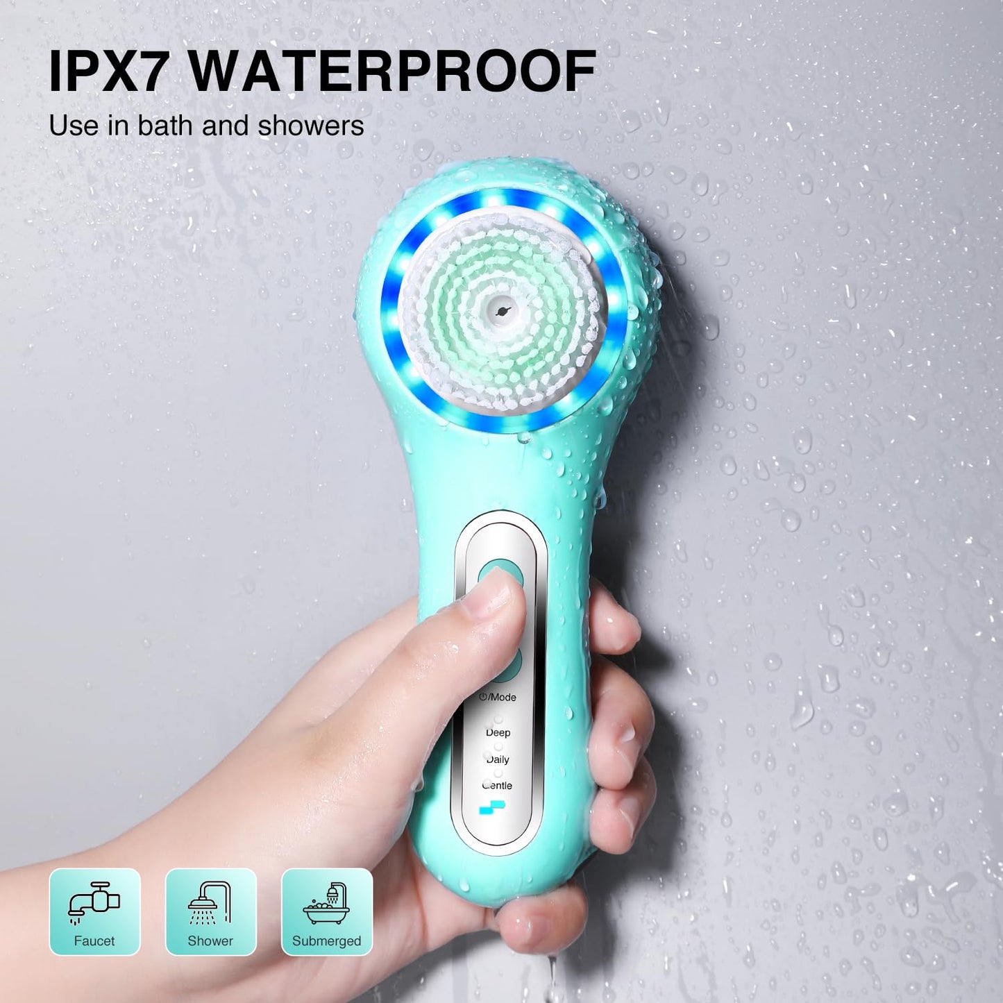 Face Scrubber Exfoliator,Facial Cleansing Brush Rechargeable IPX7 Waterproof with 5 Brush Heads,Electric Face Spin Brush for Exfoliating, Massaging and Deep Cleansing (Black+Gold)