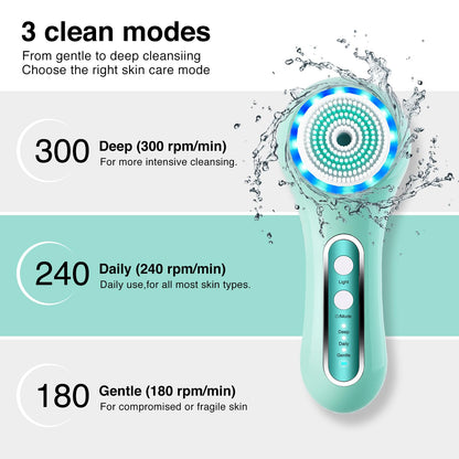 Face Scrubber Exfoliator,Facial Cleansing Brush Rechargeable IPX7 Waterproof with 5 Brush Heads,Electric Face Spin Brush for Exfoliating, Massaging and Deep Cleansing (Black+Gold)