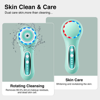 Face Scrubber Exfoliator,Facial Cleansing Brush Rechargeable IPX7 Waterproof with 5 Brush Heads,Electric Face Spin Brush for Exfoliating, Massaging and Deep Cleansing (Black+Gold)