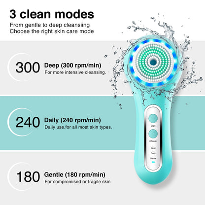 Face Scrubber Exfoliator,Facial Cleansing Brush Rechargeable IPX7 Waterproof with 5 Brush Heads,Electric Face Spin Brush for Exfoliating, Massaging and Deep Cleansing (Black+Gold)
